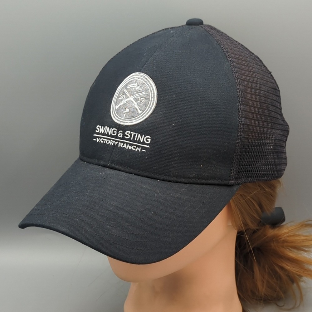 Simms Fishing Hat Cap Swing & Sting Victory Ranch Black Snapback OSFA Mesh